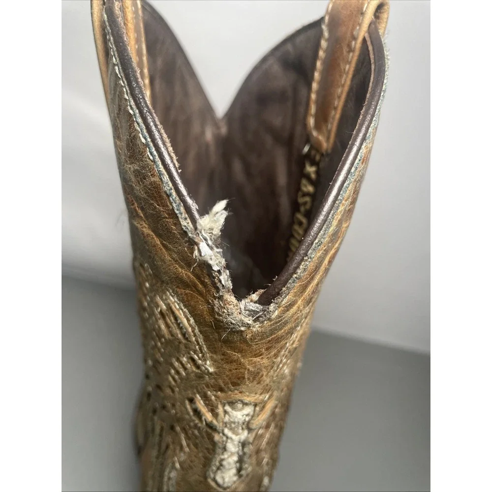 Texas Country Leather Inlay Square Toe Boots Women's 6 Mex 23